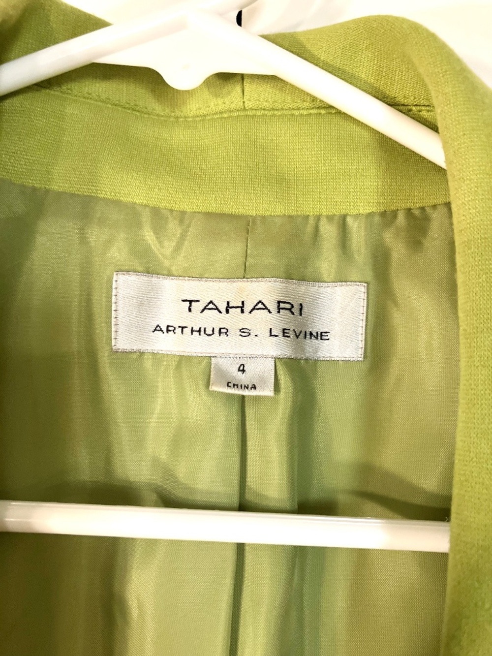 Tahari Lime Green Open Front Blazer Jacket Size 4 - Picture 5 of 5